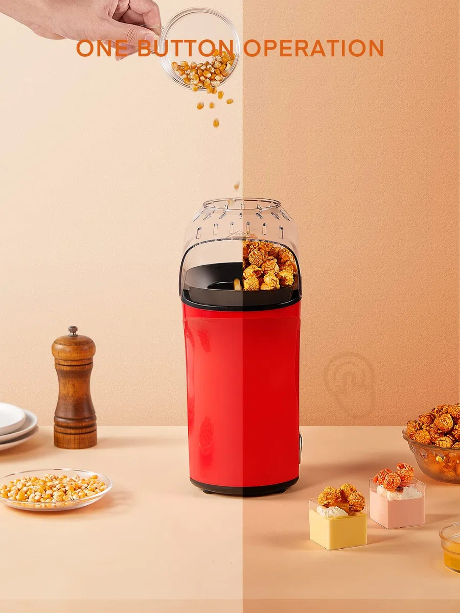 Palomitero 1400W, 4L Gran Capacidad/120g, 2 Minutos Rápido, Máquina para Hacer Palomitas Fácil de Usar, Aire Caliente & Sin Grasa, para el Hogar, Fiesta de Cine, Navidad, Aniversario para Niños