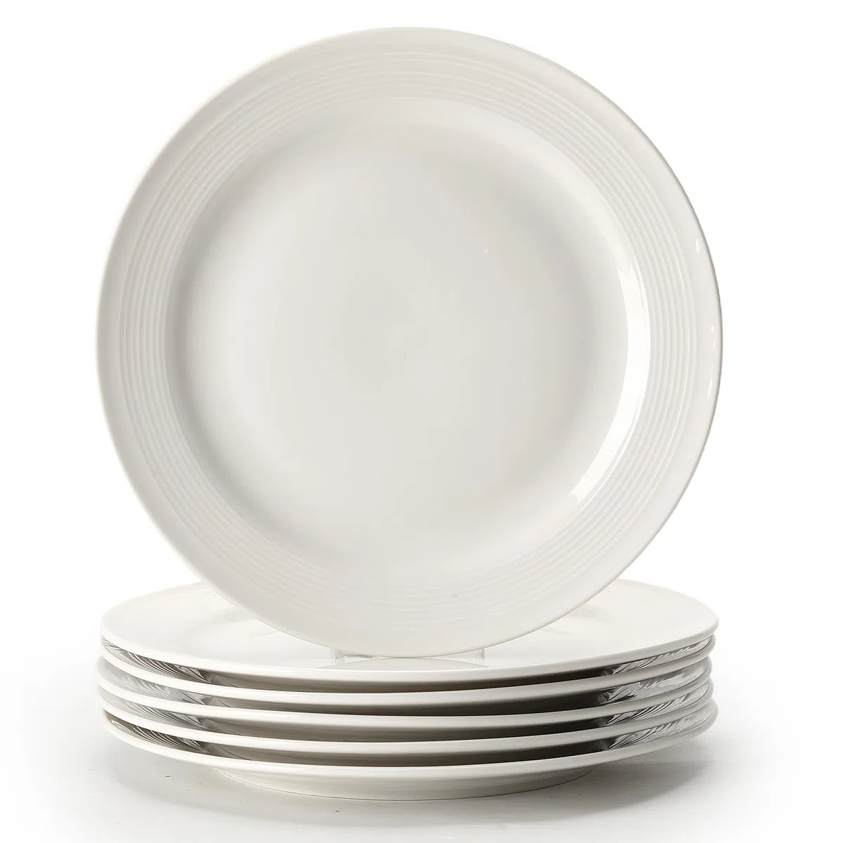 ZPPLD Juego de 6 Platos de Postre de Cerámica,Plato Llano De CeráMica Ø20,3 cm (8 inch), Platos Blancos para Postres, Plato De Pasta,Pasteles y Aperitivos Vajilla Para Lavavajillas Y Microondas (C)