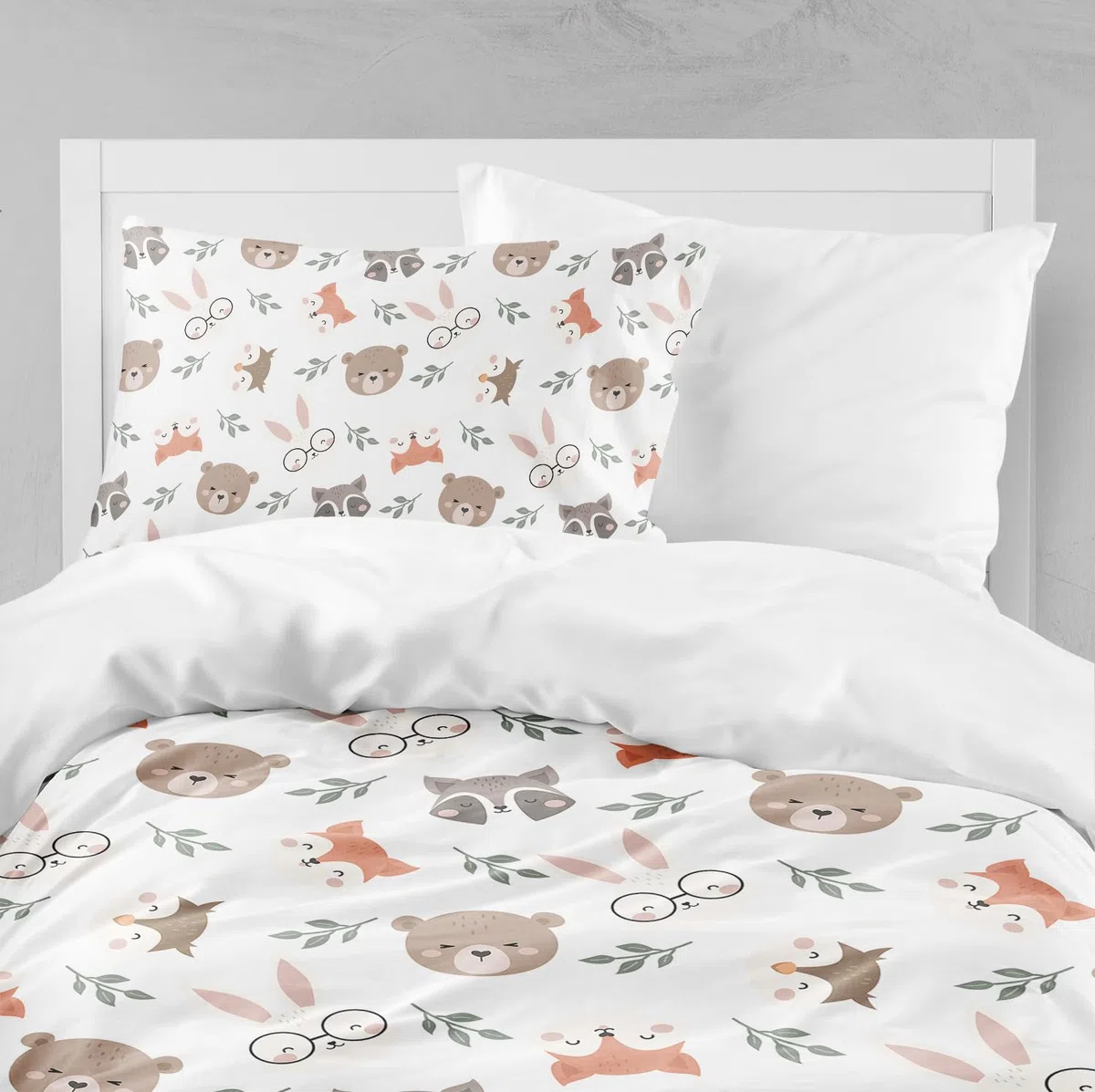 DJDEA Funda de Edredón Infantil 90x190 Animales de la Selva Niño, Juego de Cama de Microfibra 1 Plaza con Funda de Almohada 40x60