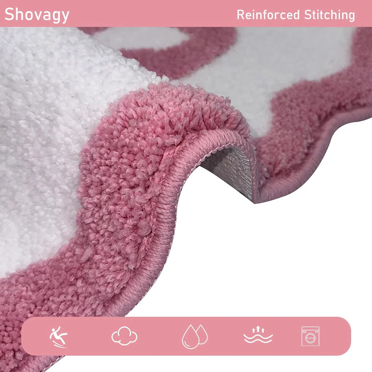 Alfombra de baño festoneada con lazo rosa, extra suave, bonita decoración estética, absorbente de agua, de secado rápido, antideslizante, para baño, bañera, fregadero, ducha, alfombra de suelo