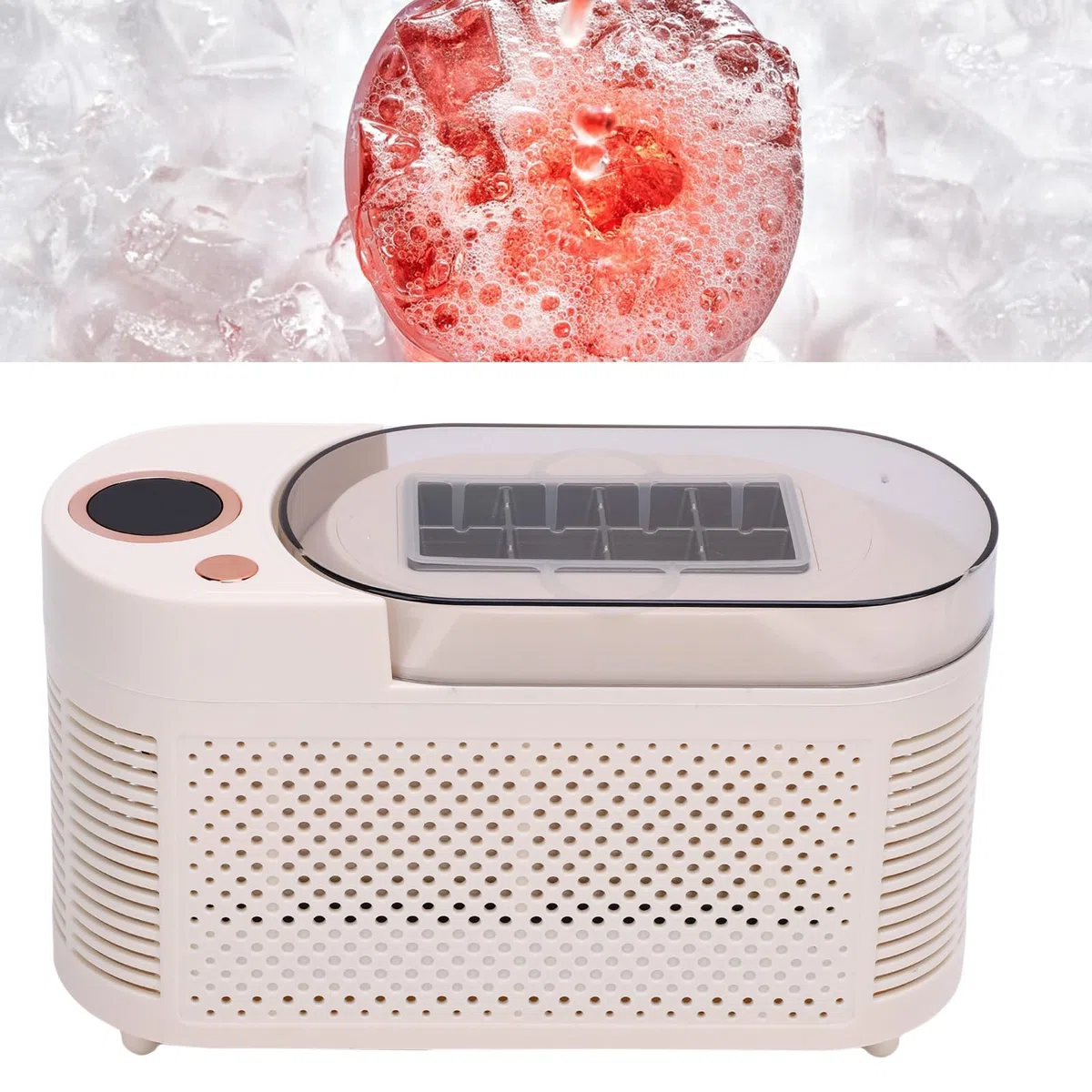 Fabricante de Hielo de Encimera, 120W 8 Cubos en 10-15 Minutos Compacta Fabricante de Cubos de Hielo Maker de Hielo para Acampar, Viajar y Actividades Al Aire Libre (Enchufe de