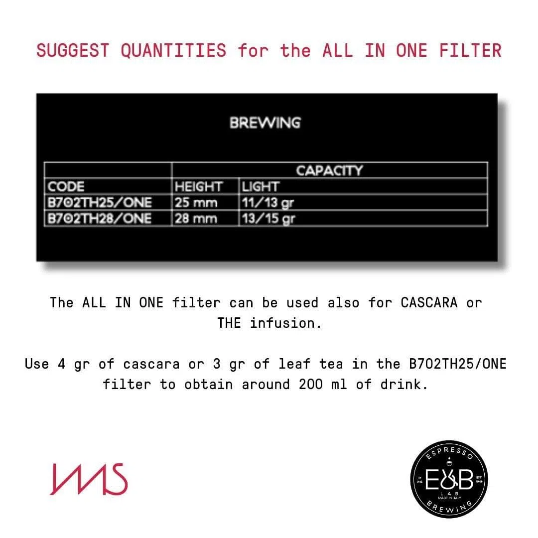 IMS - Cesta de filtro todo en uno de E&B, Lab para cafeteras espresso portafiltro de 58 mm con perfilado a presión (H28)