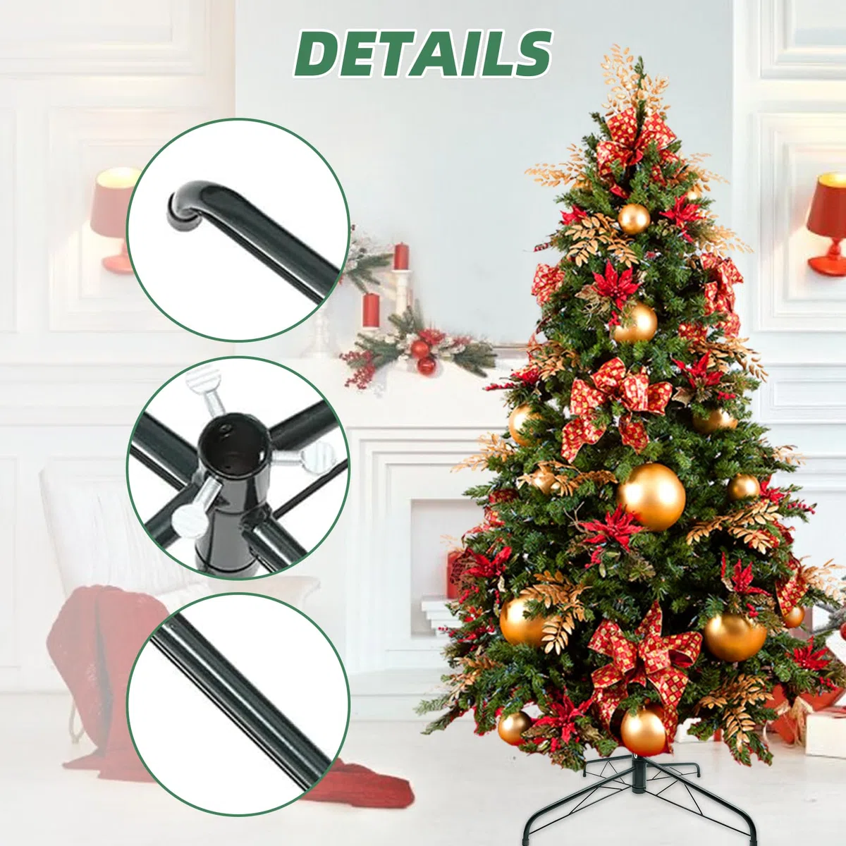 Soporte de base para árbol de Navidad, 60 cm, soporte de metal para árbol de Navidad de 4, 5, 6 y 7 pies (60 unidades)