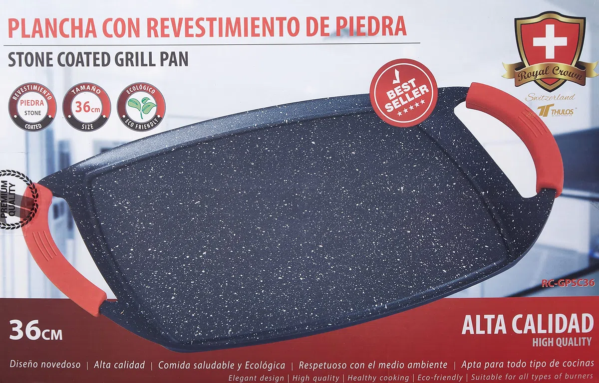 Thulos - Plancha con revestimiento de piedra, 36 cm