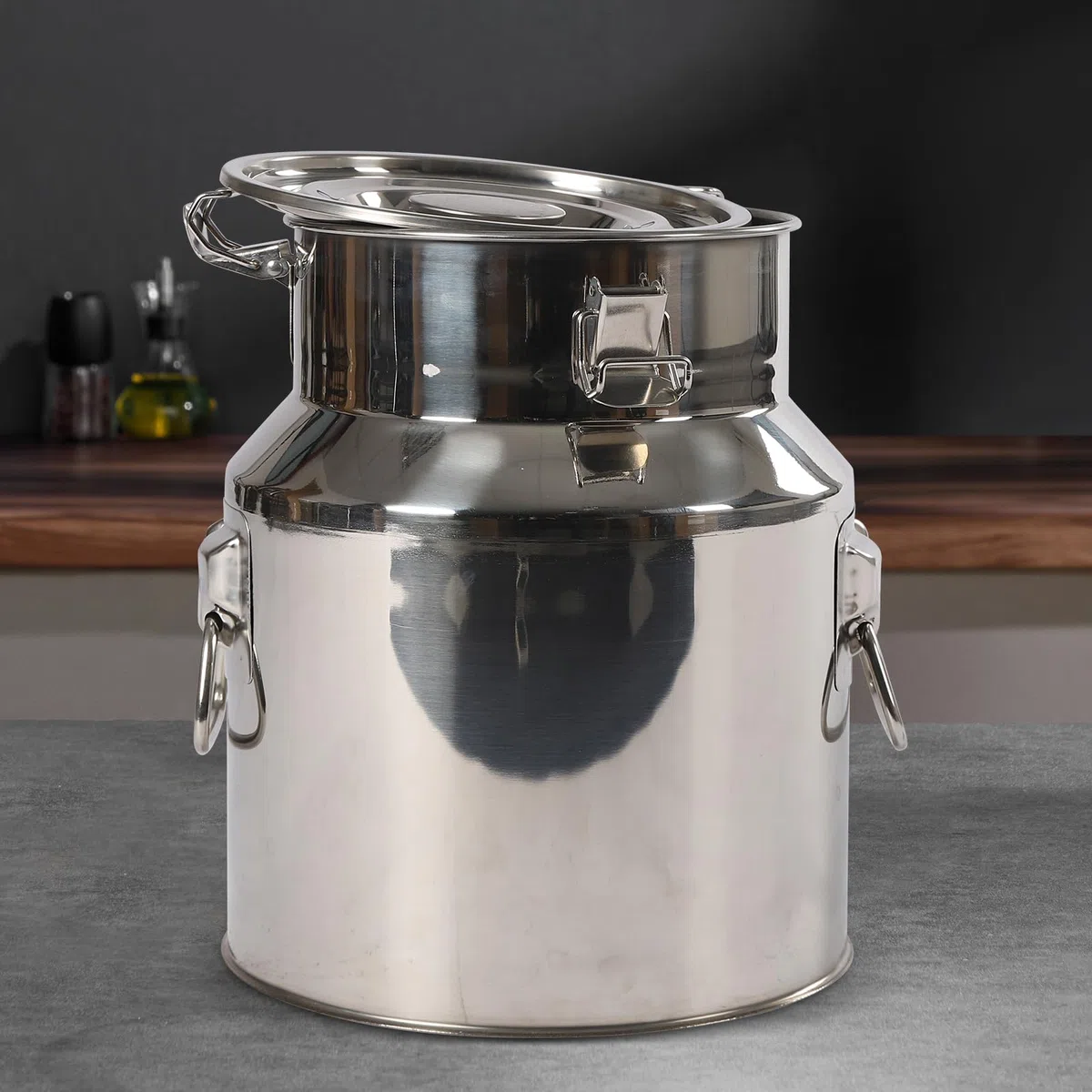 Jarra de leche de acero inoxidable 201, hermética, con 1 bolsa de transporte de vino, cubo de leche, jarra de té, bidón de té, multifuncional, con junta de silicona, resistente (14 L)