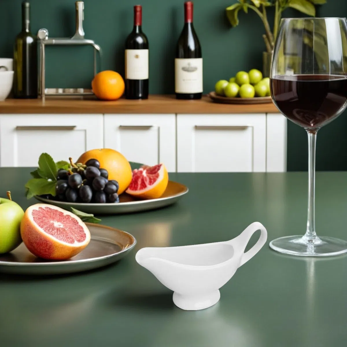 Angoily Juego de 2 salseras de porcelana de 110 ml con asa, recipiente para salsas clásicas con vertido de labios para salsa, aderezos para ensaladas, caldo de leche, crema, zumo de queso,