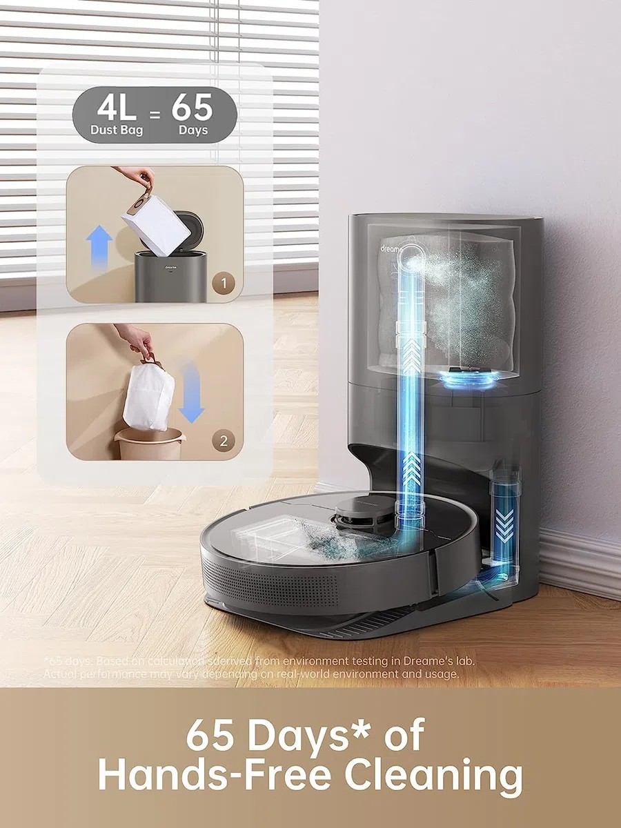 DREAME D10s Plus Robot Aspirador y Friegasuelos con Vaciado Automático DualBoost 1.0, AI Action, LDS, 5.000Pa, Autonomía de 280 min, Videovigilancia y Control de la App para Alfombras y Más