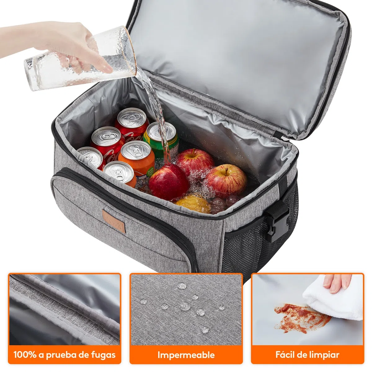 Lifewit Nevera Portatil Tela, Bolsa Nevera Porta Alimentos, Diseño de Doble Capa para Bolsas Termica, Grande Bolsa Termica porta Alimentos para Playa, Viaje, Picnic, Gris 23L