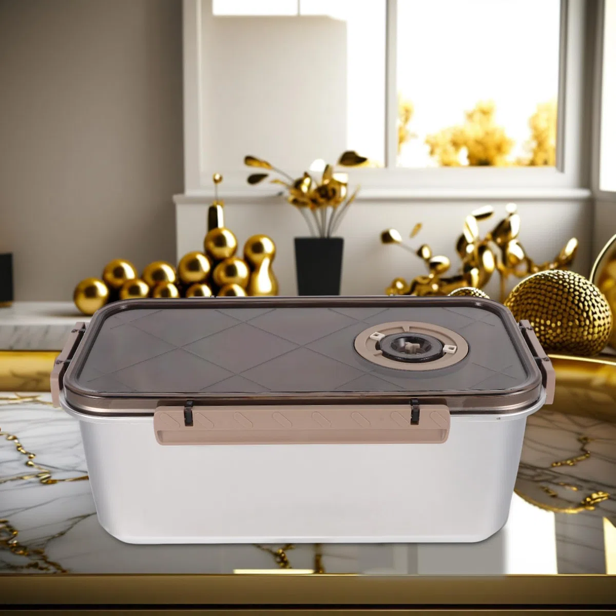 Cabilock Contenedor de Alimentos de Acero Inoxidable 5, 8 L Hermético | Almacenamiento en Nevera y Cocina, Apto para Comida Seca y Marisco, Tapa Sellada con Fecha