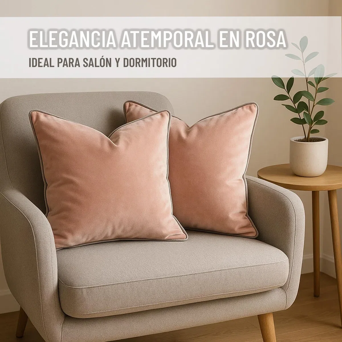 Set de 2 Fundas Cojín Terciopelo 30x50 cm – Cojines Decorativos sofá Cama salón. Funda cojín con Ribete. Relleno no Incluido. (Rosa y Gris)
