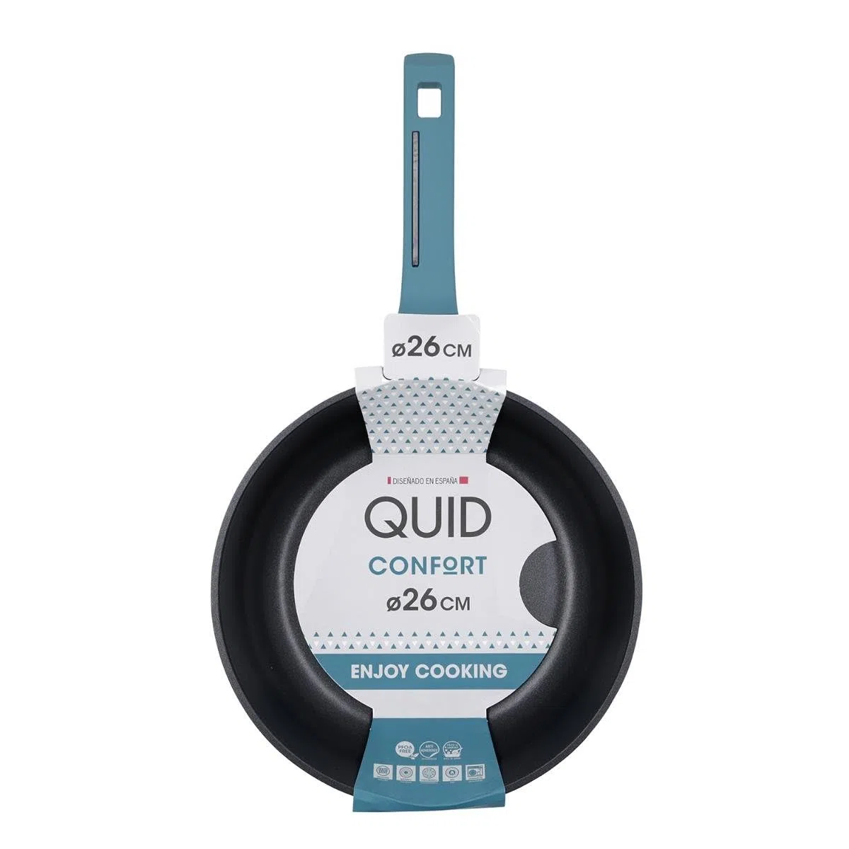 Quid Confort Sartén Aluminio Fundido 26cm Aluminio Apto Vitrocerámica Apto Inducción 2 Capas Antiadherentes
