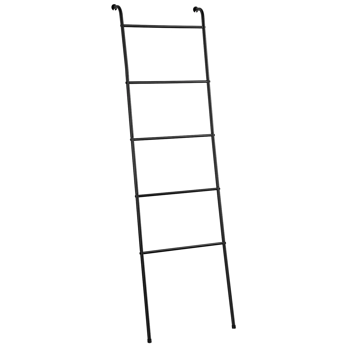 Escalera de Metal para Toallas, Soporte de Manta de Metal Negro, Estante Industrial de 5 Niveles para baño, Sala de Estar, lavandería (Negro Mate)