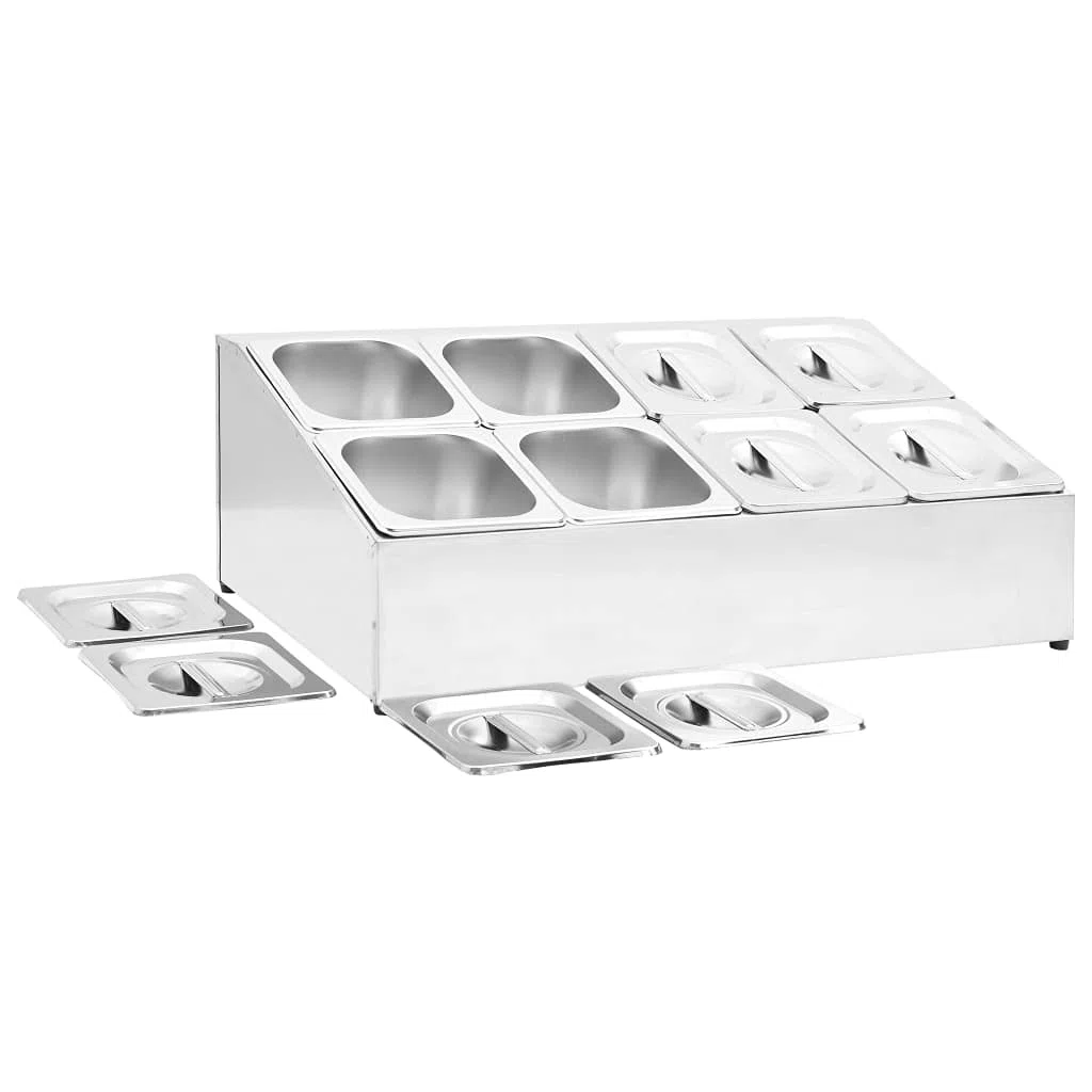 Home & Garden Item-Gastronorm - Contenedor con 8 sartenes GN 1/6 de acero inoxidable