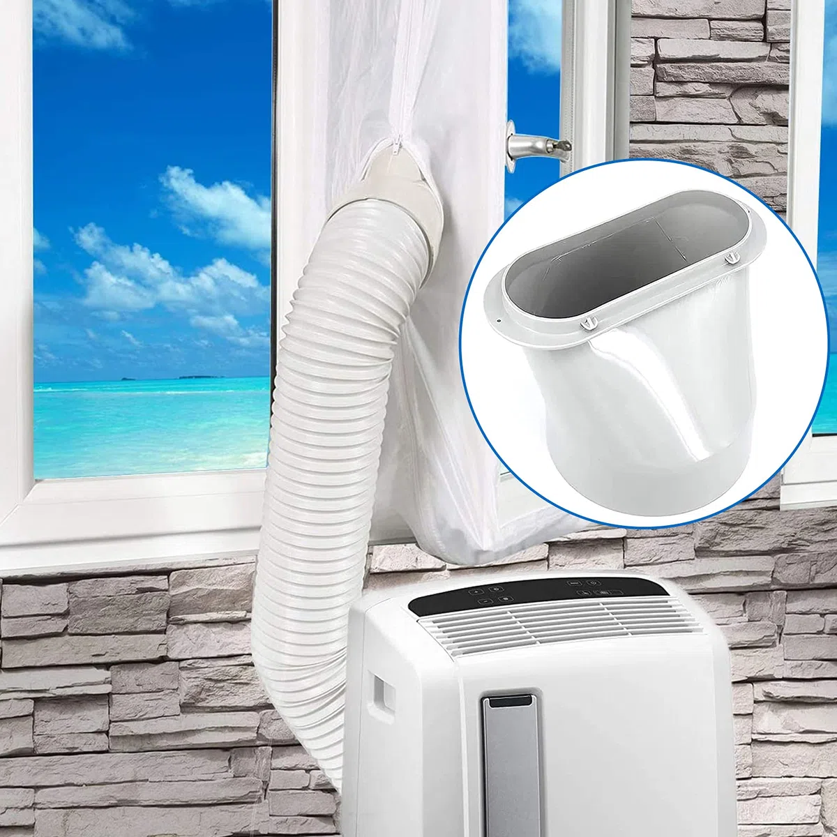 Adaptador de ventana para aire acondicionado, adaptador de ventana, kit de manguera de escape, accesorios para aire acondicionado móvil