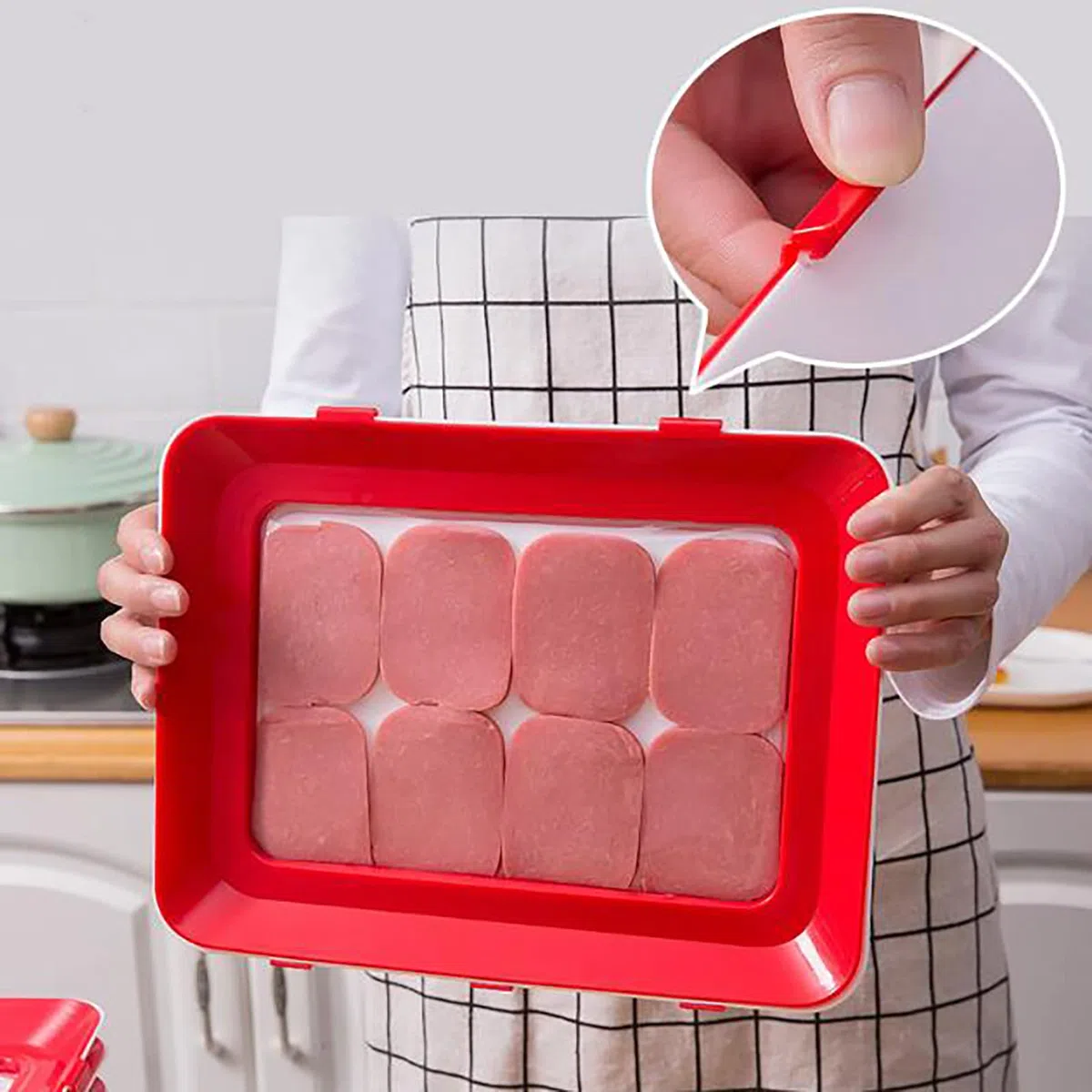 MINUS ONE Bandeja de conservación de alimentos al vacío, apilable y reutilizable, contenedor de alimentos con tapa de plástico para verduras, juego de 8 unidades