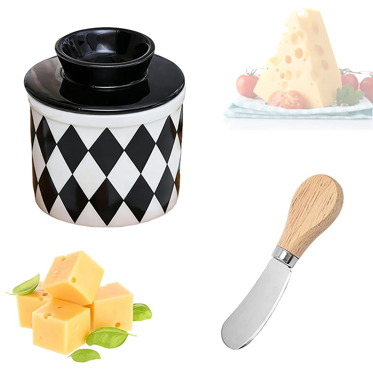 Mantequera de Porcelana,Mantequillera de Cerámica,Mantequilleras con línea de agua,Mantequera de cerámica con tapa,para guardar mantequilla fresca,Apta para Lavavajillas
