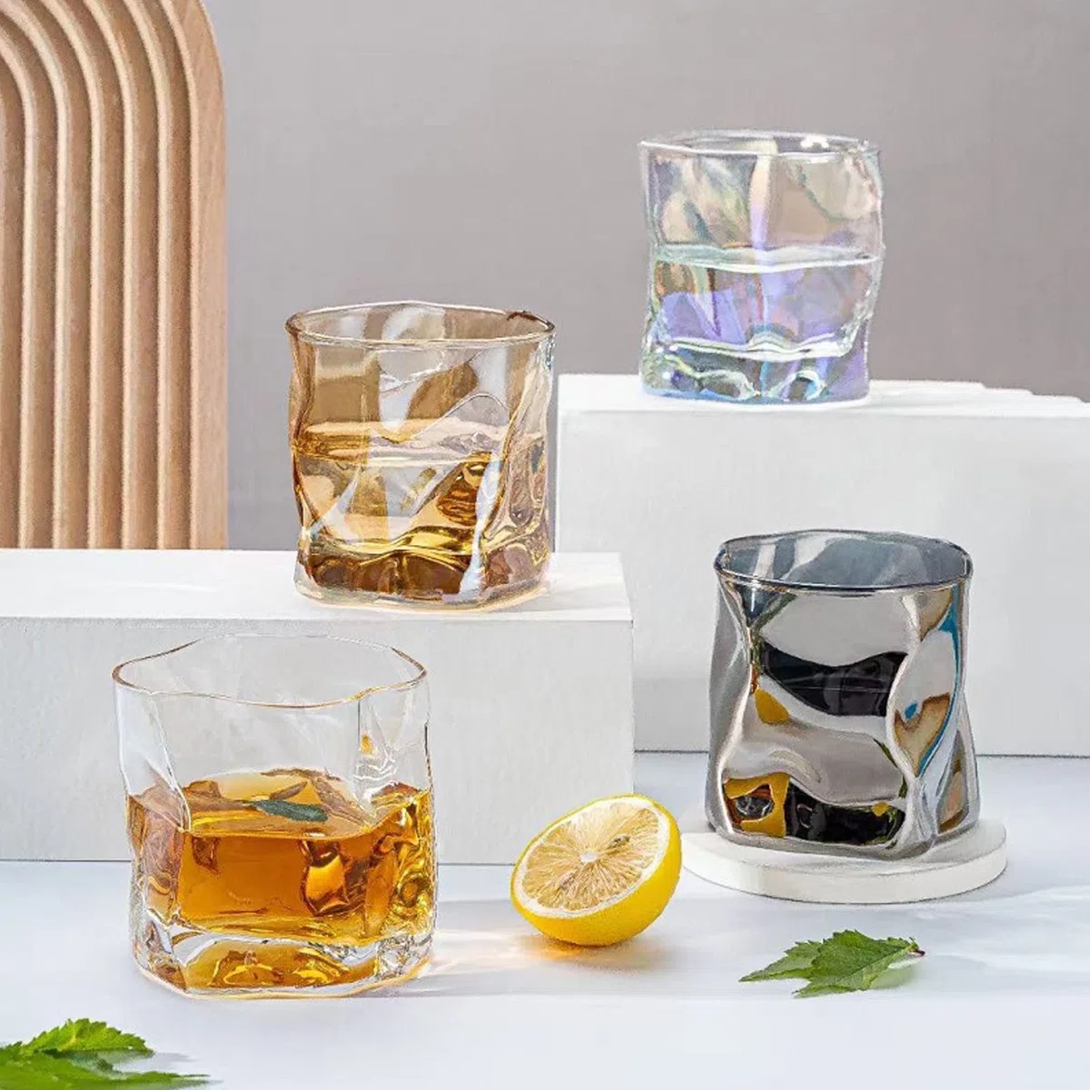 Juego de 2 vasos de whisky Bourbon de 280 ml, vidrio doble antiguo, cristal de whisky de cristal, vaso de ron adecuado para el hogar, bares, restaurantes y hoteles