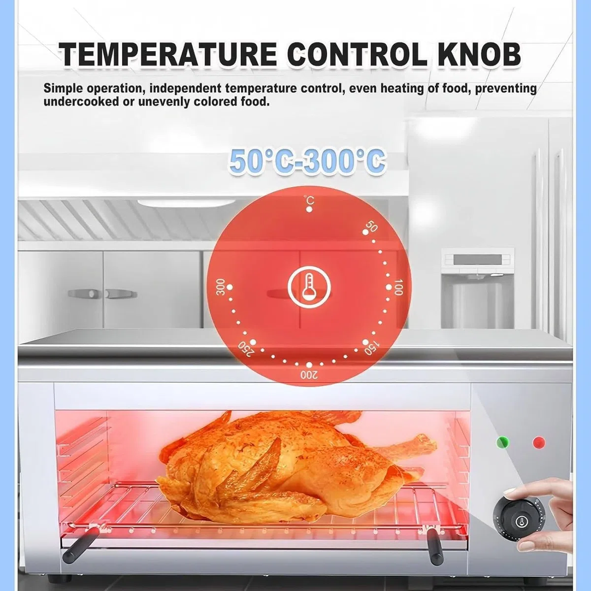 Grill Salamandra Comercial de Sobremesa, Rejilla Ajustable, Fundidor de Queso Eléctrico 2000W, Horno de Acero Inoxidable para Fundir Queso, Tostar Sándwiches, Asar Filetes - 50-300℃