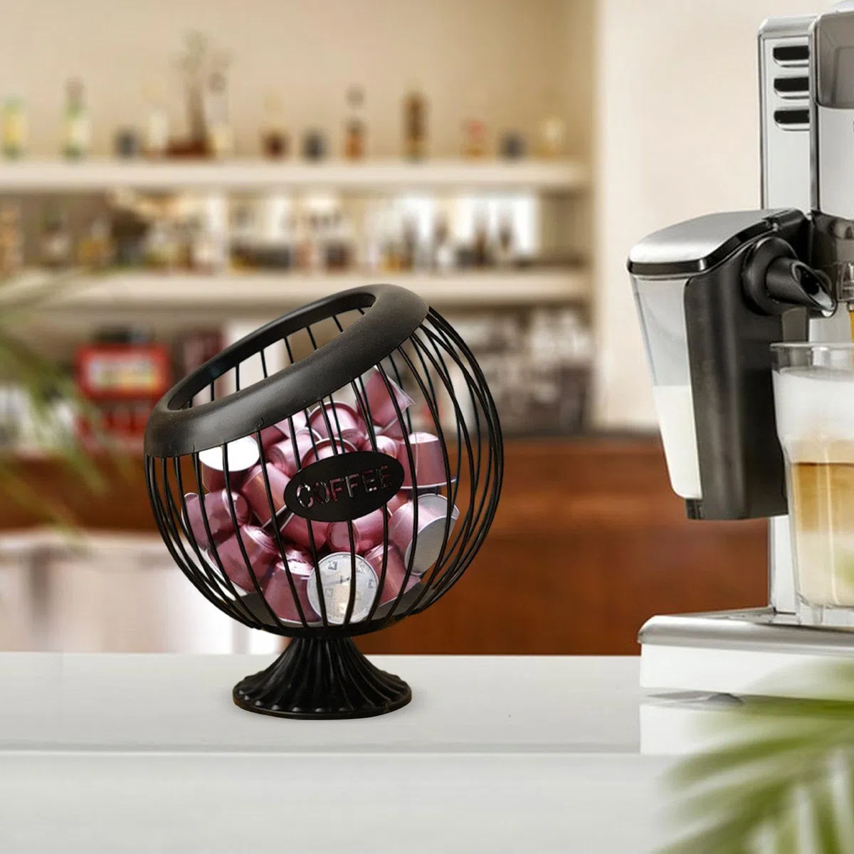 Colcolo Cesta para cápsulas de café, contenedor de jaulas para cápsulas de café, organizador de cápsulas de café expreso, organizador de almacenamiento de, negro