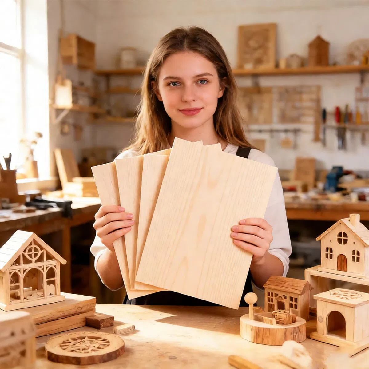 5 Piezas De Madera Sin Terminar-30 x 30 x 1.5cm, Rectángulos De Madera En Blanco Sin Terminar Para Manualidades, De Madera Para Pintar, Pirograbado, Decoraciones, Posavasos,Taco Madera