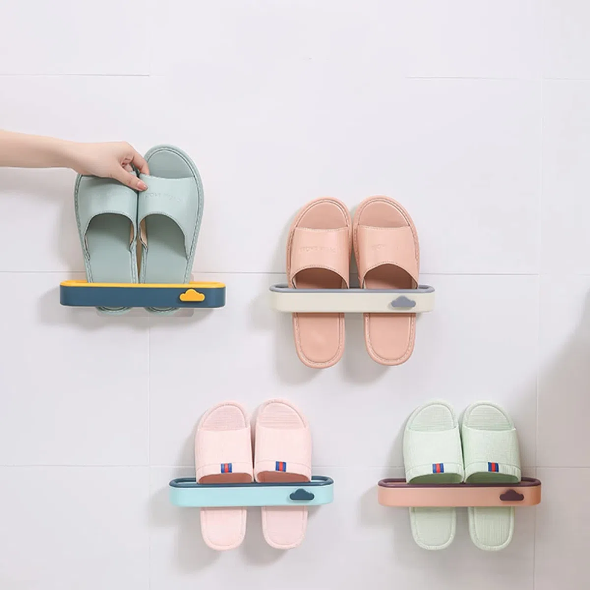 Alipis 4piezas Estante para Zapatos De Baño Organizador De Zapatos Percheros De Pared Ahorra Espacio