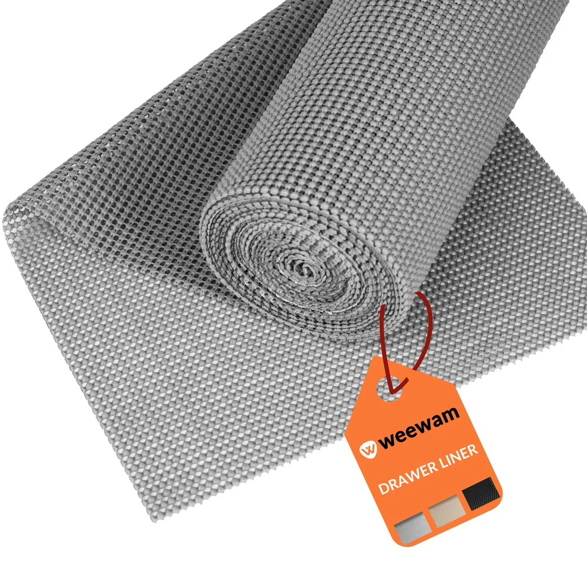 Rollo de Alfombrilla Antideslizante para Cajones de Cocina, Weewam 30 x 600 cm (XXL) Forro EVA para Muebles de Cocina, Tapete Protector Armarios Cajones Estantes, Sostenible y Impermeable (Gris)