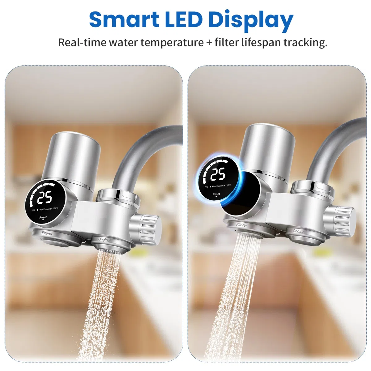 Filtro de Agua de Acero Inoxidable - 13 Etapas de Filtración + Luz UV, Pantalla LED, Sin Pilas, Elimina Cloro/Metales Pesados/Olores