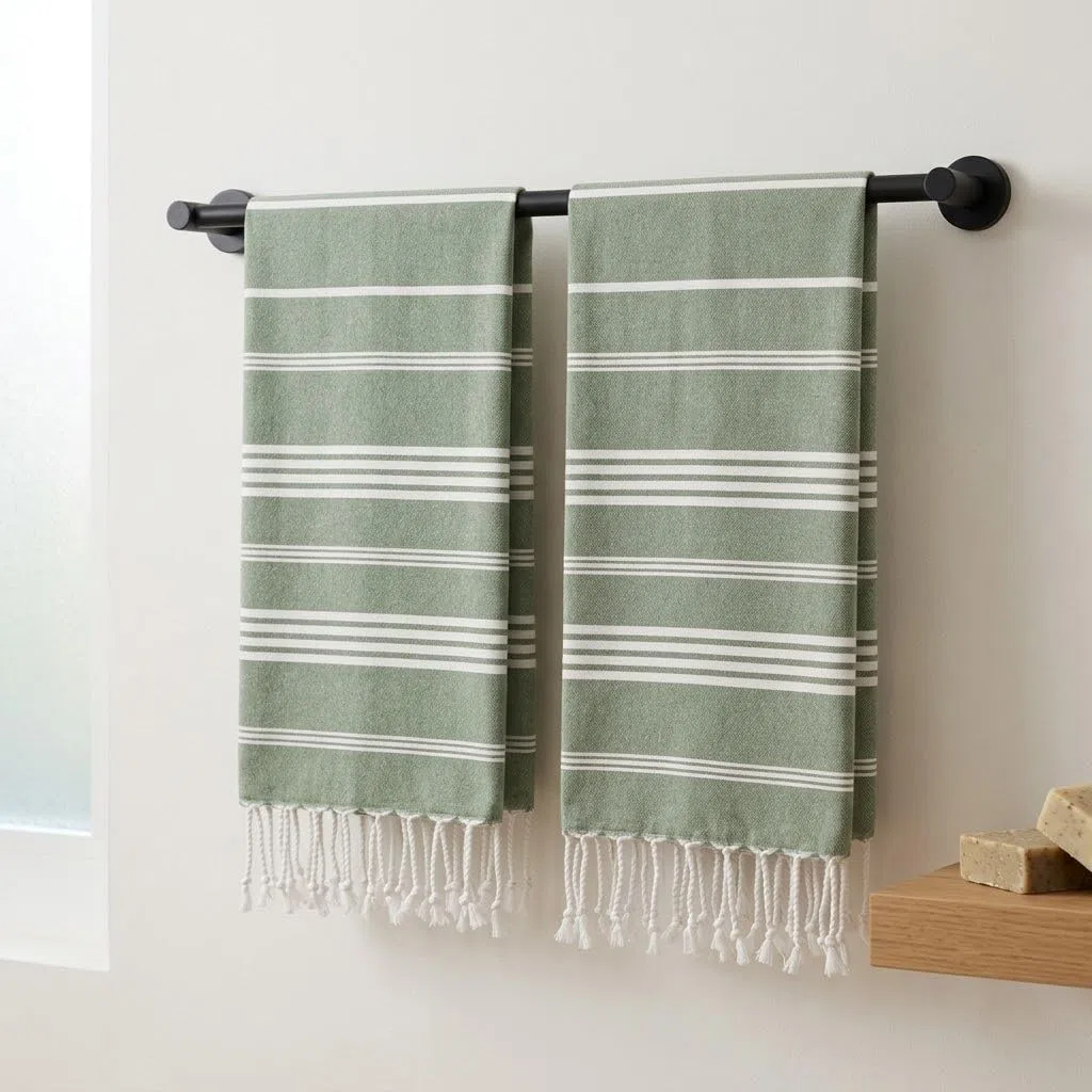 EPHESUS TOWELS Toallas de mano – Juego de 2 toallas de mano de 18 x 30 pulgadas, 100% algodón turco, toallas de mano decorativas para baño, cocina, invitados, cara, cabello, té, paño de cocina (verde