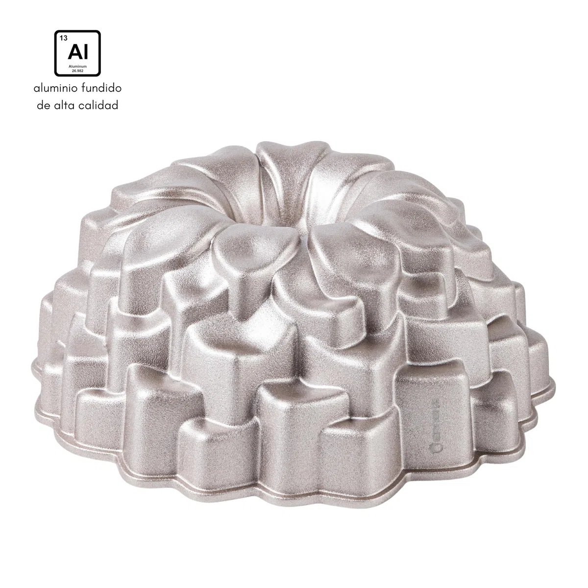 Erreke Molde Bizcocho Horno, Molde Tarta, Doble Capa Antiadherente, Aluminio Fundido Resistente, Savarín Cocción Uniforme, Repostería, Color Oro Rosa, 24cm, 2.5 litros, Bloom