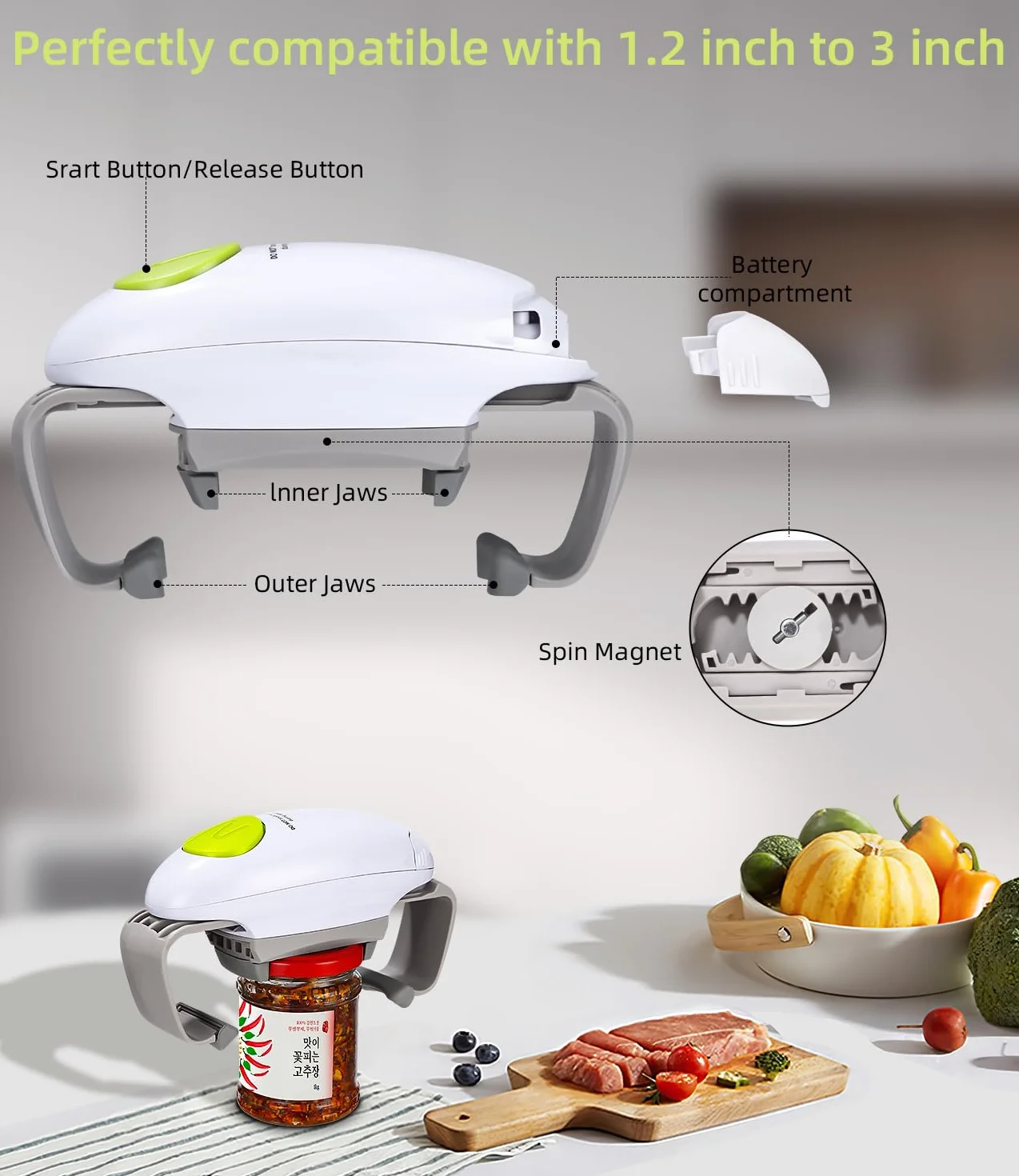 Abrelatas eléctrico profesional para cocineros y personas mayores, abridor de latas automático con borde suave, apertura sin esfuerzo de latas y tarros, abrelatas artritis, accesorios de cocina