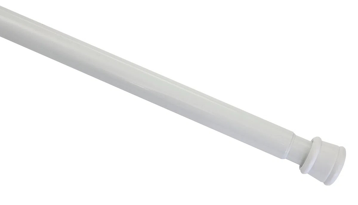 GARDINIA Barra de metal para cortinas, Extensible, Montaje sin tornillos ni taladros, Diámetro 23/26 mm, Longitud 80-130 cm, Blanco