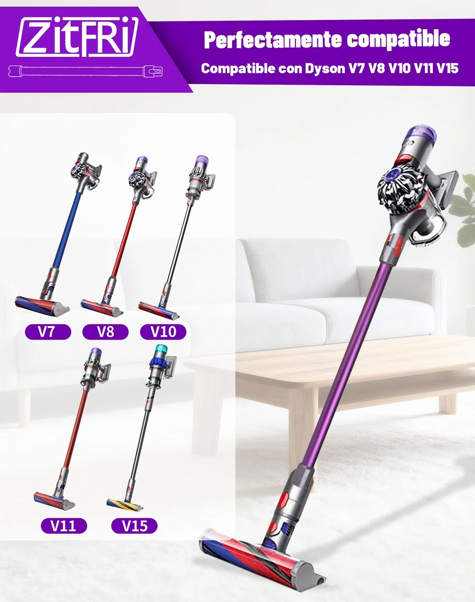 Tubo de Extensión Rígido Compatible con Dyson V11 V15 V10 V8 V7, Varilla de Aluminio con Conexión de Liberación Rápida, 72 cm - Morado