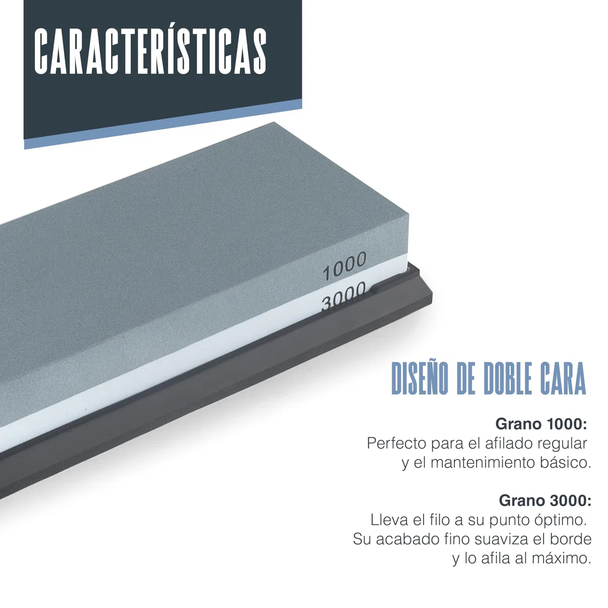 Lacor - 39261 - Piedra de Afilado Honishi, Corindón, 18,5 x 6,5 x 3 cm, Doble Cara Grano 1000/3000, Afilador Profesional para Cuchillos de Cocina, Incluye Base de Silicona Antideslizante