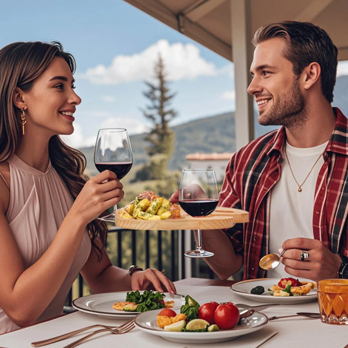 Platos para aperitivos de vino con soporte para copas de vino, mini tabla de embutidos, plato de queso de cóctel de madera, para fiestas, picnic, cumpleaños, reuniones familiares, 9 x 6, juego
