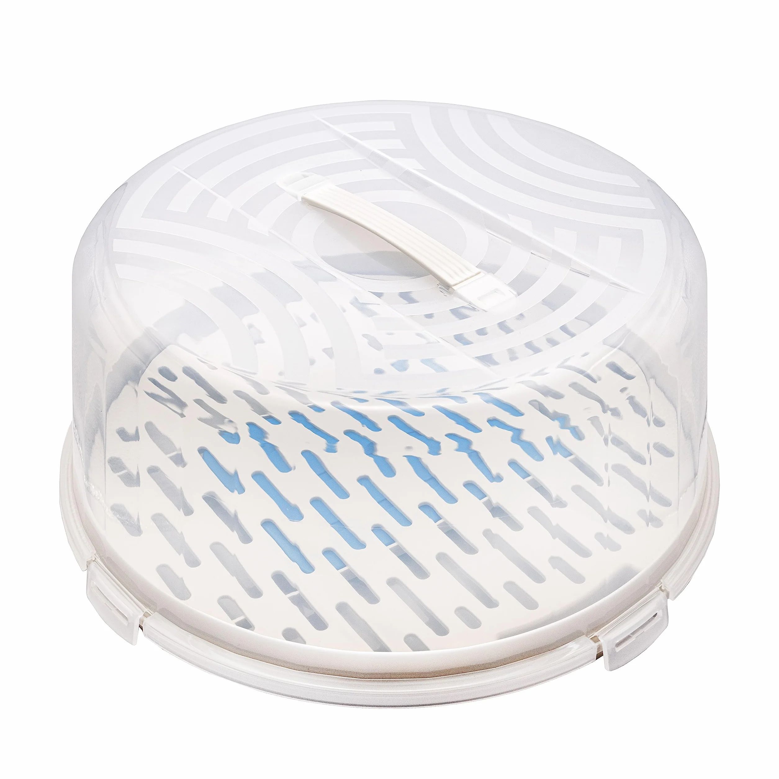 BranQ Home essential Tartera redonda con tapa alta, asa de transporte práctica y enfriamiento, plástico (PP), sin BPA, color crema/transparente, 334 x 156 mm