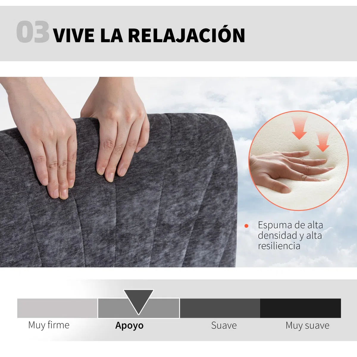 HOMCOM Silla de Oficina Piernas Cruzadas, Ruedas, 62x67x83-93 cm, Gris | Silla de Escritorio, Asiento Ancho, sin Reposabrazos, Altura Ajustable, Giratoria, Función Basculante, Tapizada en Chenilla