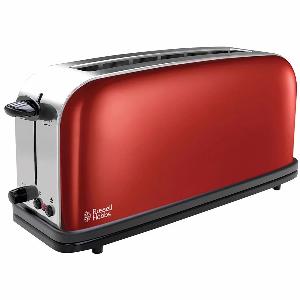 Russell Hobbs Tostadora + Hervidor de Agua Eléctrico Pequeño [pack especial] Colours Plus (acero inoxidable rojo, tostadora una ranura larga y ancha, hervidor compacto 1l de 2400) 21391-56 + 24992-70