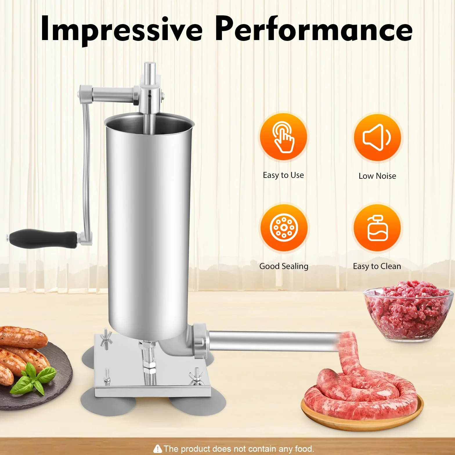 Relleno de salchichas de 3 l/6 libras, cocina manual de salchichas tiene seis tamaños diferentes de tubo de llenado, prensa de salchichas se puede utilizar como equipo de té o equipo de restaurante