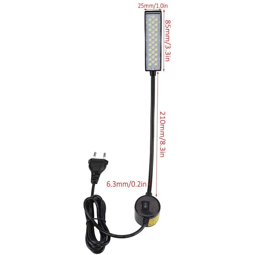 Lixada 2 lámparas LED para máquina de coser - 30 LED de iluminación de trabajo, lámpara de cuello de cisne con base magnética, manguito flexible, compatible con todas las máquinas de coser, negro