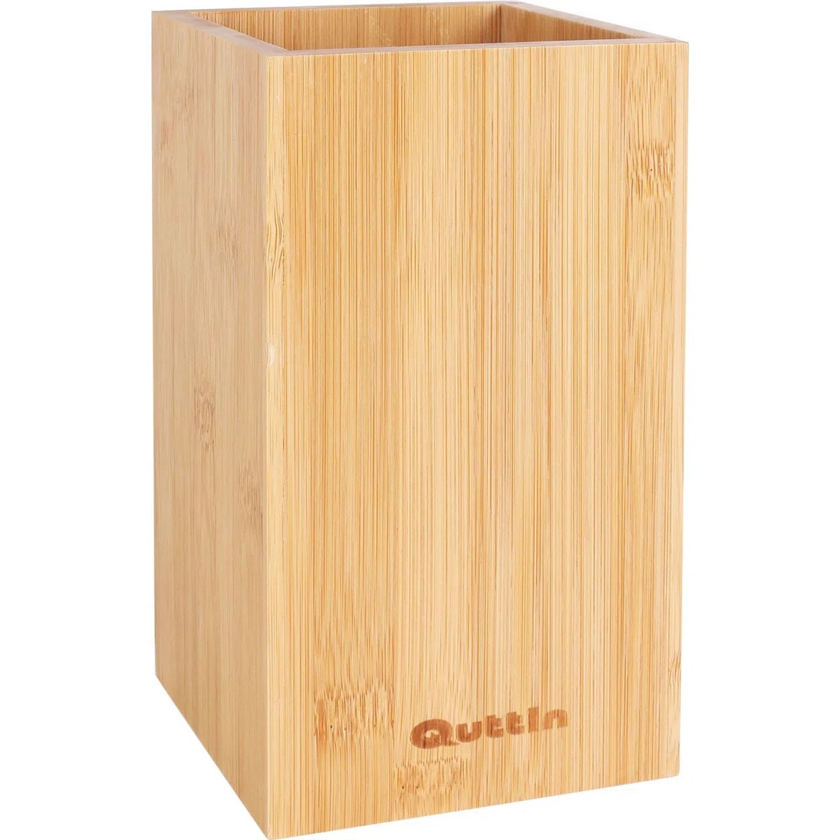 Quttin | Bote para Utensilios de Cocina en Bambú Natural Soporte Organizador de 10,5 x 10,5 x 18 cm | Bote Utensilios Cocina Elegante y Duradero Ideal para Almacenar Cucharas, Espátulas y Más