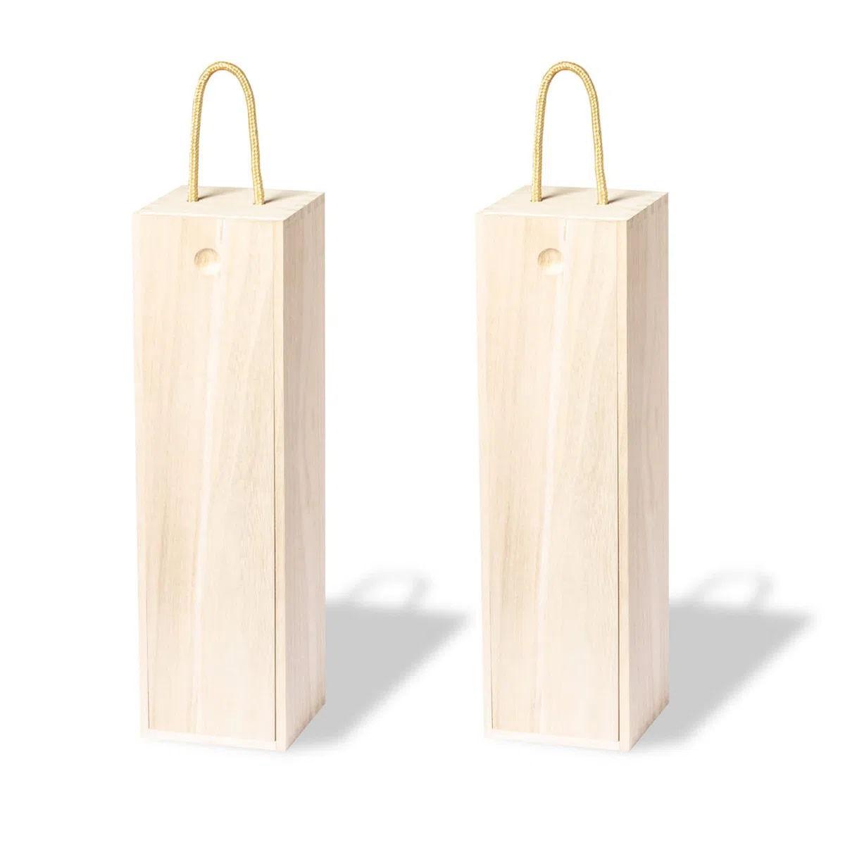 Genérico Pack de 2 Cajas de Madera de Paulownia para Botella de Vino | 750 ml, Ligeras y Reutilizables, Presentación Elegante, Para Regalos y Celebraciones