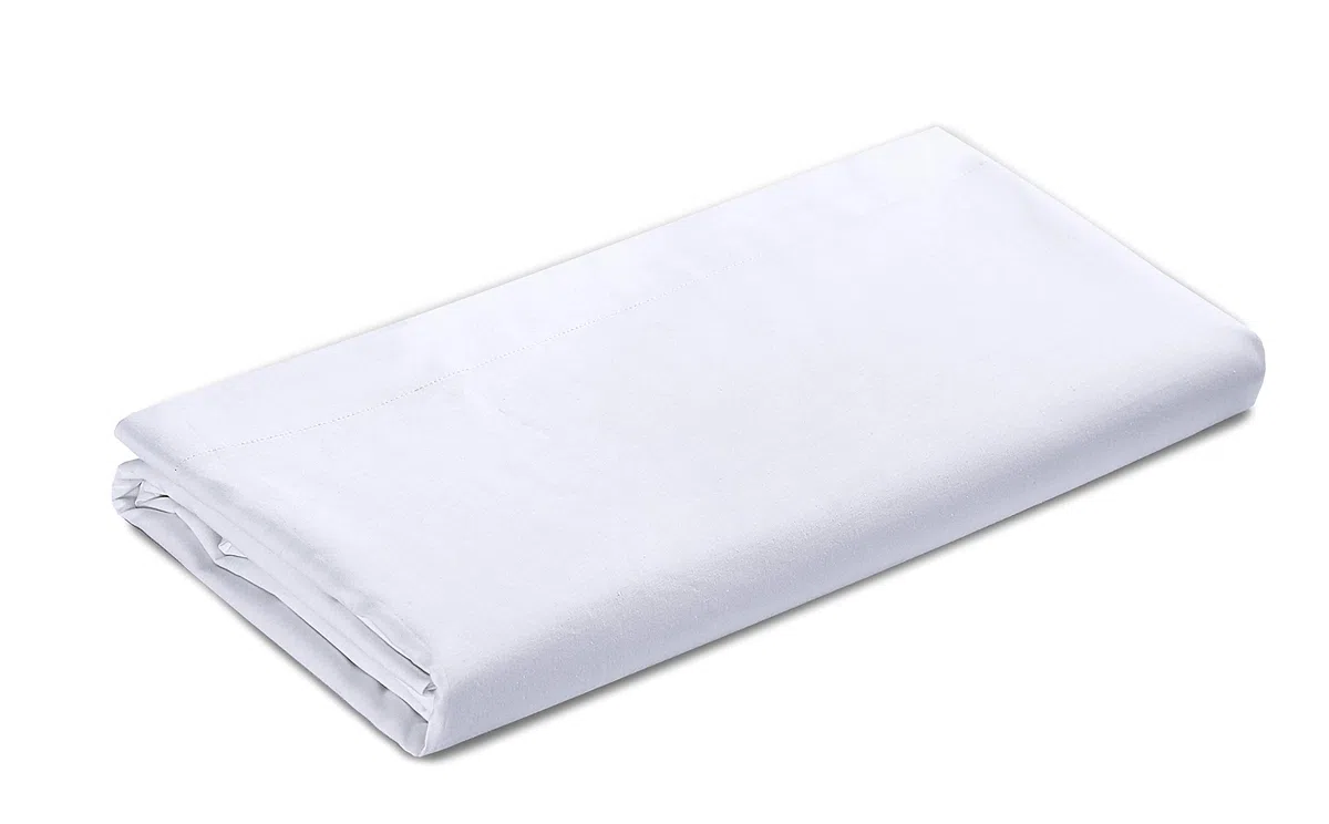 VISION - Sábana Plana - 100% algodón - Color: Blanco - 270 x 300 cm - Cama Doble - Fibras Naturales - Tejido denso - Tejido Suave y Transpirable - Certificado Oeko-Tex