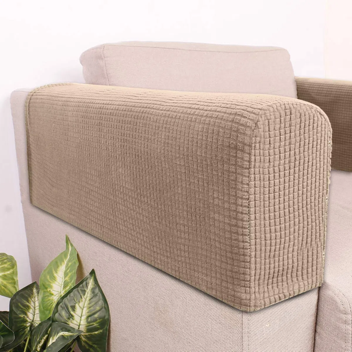 BESPORTBLE Silla de Brazos Sofá Reposabrazos Cubierta Estiramiento Sillón Funda Protectora Elástica Oficina en Casa Reclinable Sofá Loveseat Tela Protectora 2 Piezas (Marrón Claro)