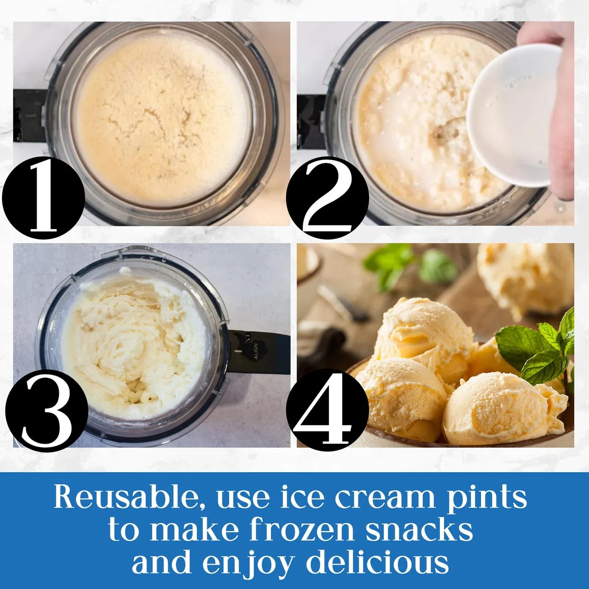 4 Piezas Recipientes de Helado para Ninja Creami,Recipientes Pequeños para Alimentos,Recipientes de Plástico,con Tapas y 4 Bolas