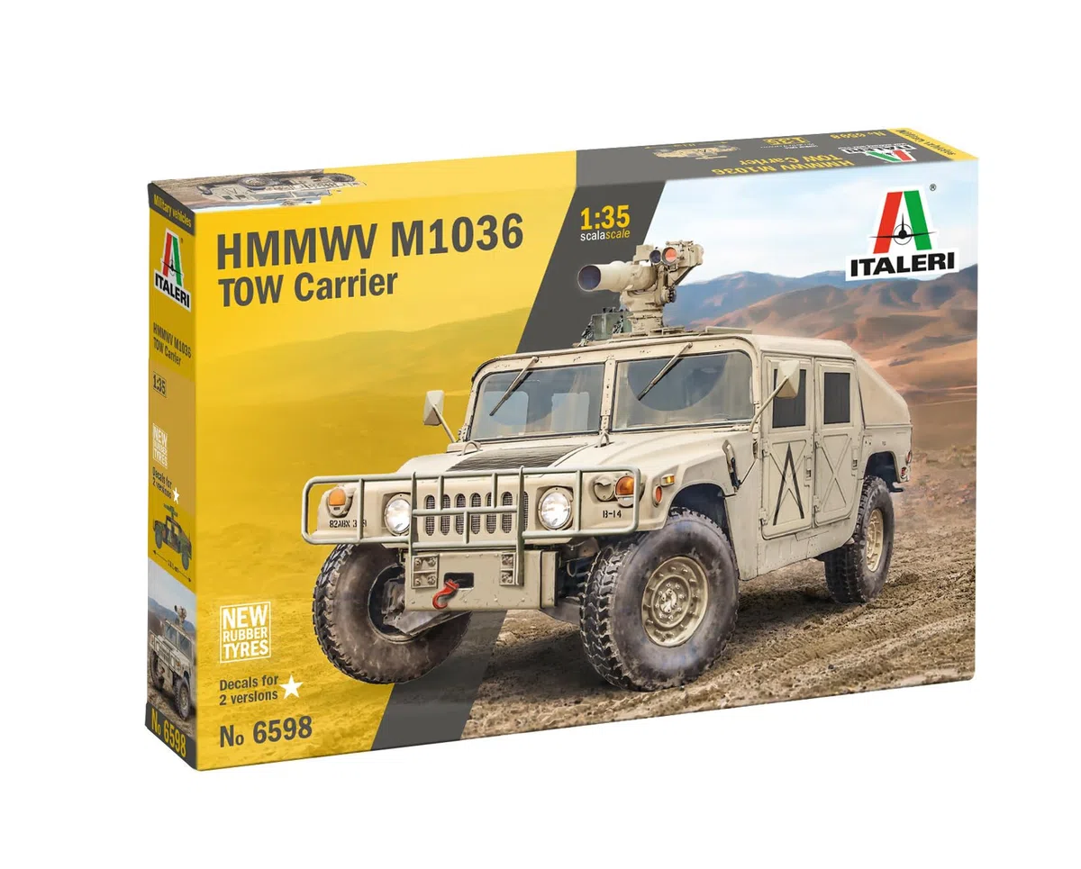 Italeri 6598 1:35 HMMWV M966 Tow Carrier – Reproducción fiel – Maqueta de construcción de plástico, kit de construcción militar, modelo de pie