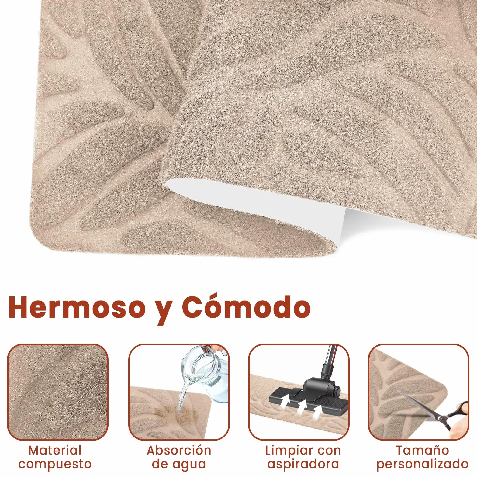 Alfombrillas para Escaleras Antideslizantes, 15 Alfombrillas Autoadhesivas Escalones Interiores, Recortables y Reutilizables - Protección para Mascotas, Mayores, Niños (Beige, 55x19 cm)