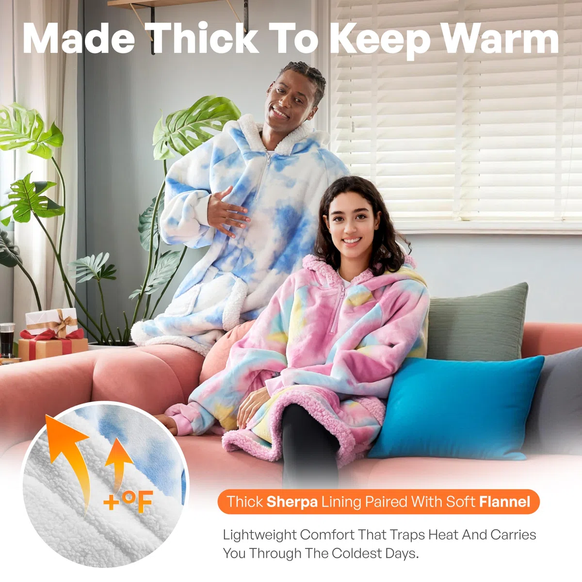 Giggling Getup Manta con Capucha Ponible para Mujeres y Hombres - Sudadera Manta de Franela Sherpa Sobredimensionada, con Gran Bolsillo y Mangas, Regalos de Cumpleaños para Adultos