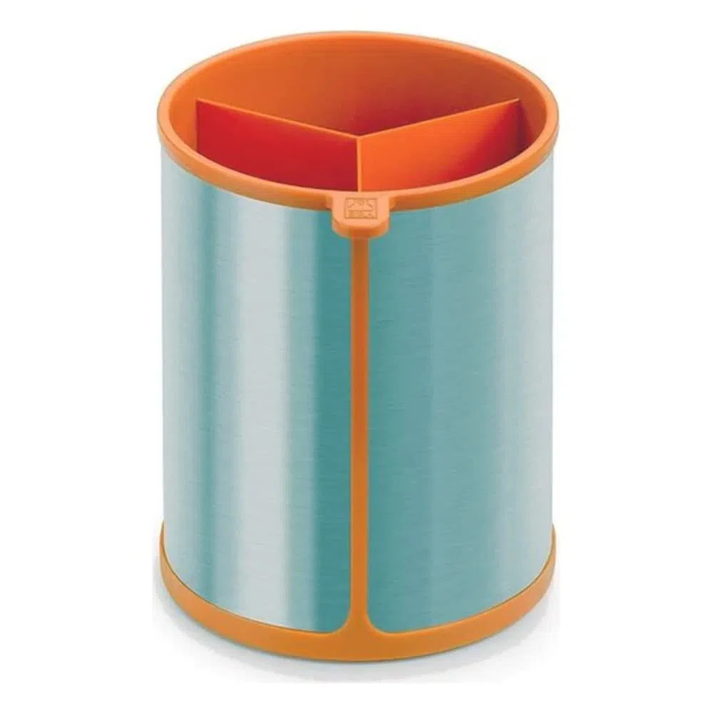 BRA Efficient | Conjunto De 5 Utensilios De Cocina Y Carrusel, Acero INOX, Nailon y Silicona, Naranja, 14.5 x 15 x 37.5 cm