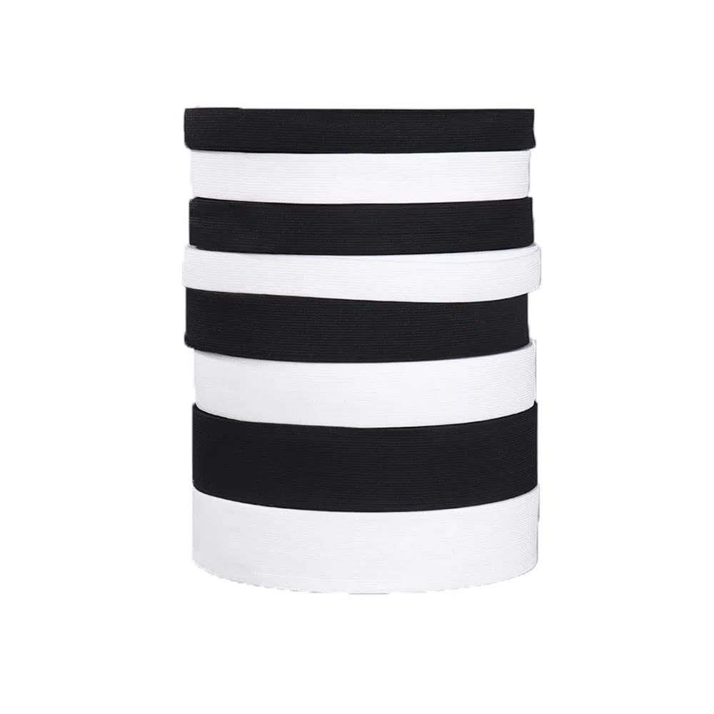 Banda elástica de ganchillo en blanco y negro de varios tamaños, de látex de alta elasticidad, banda elástica de punto, banda elástica de goma, accesorio de costura (blanco, 10 m_40 mm)