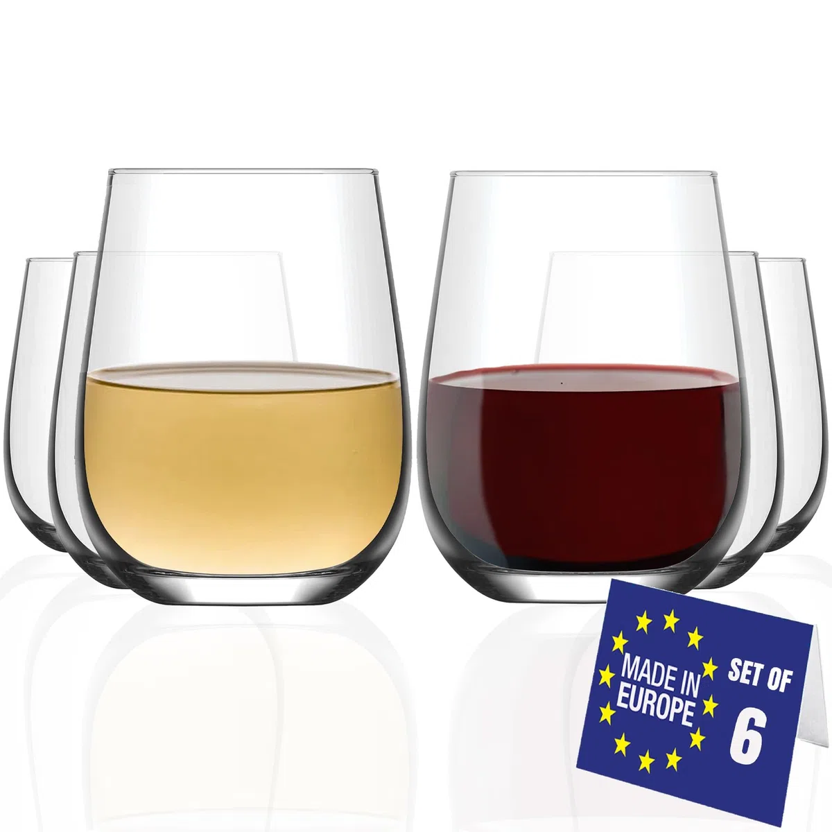LAV Pint Vasos de Agua Grandes de 590ml, Set de 6 Unidades, 100% SIN PLOMO Vasos de Vino, vasos de Cristal, Aptos para Lavavajillas, vasos de coctel, Vasos de Bebidas, Vasos de Zumo